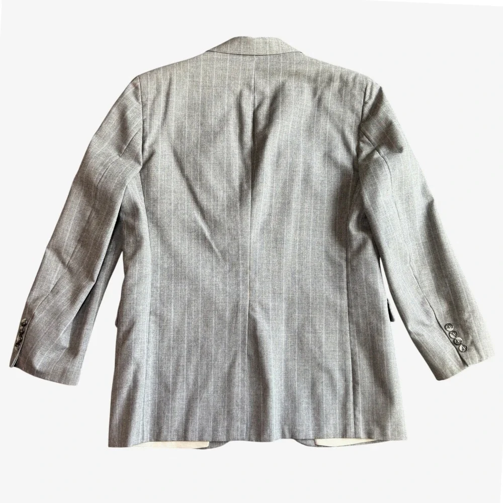 Oakton Ltd Mens Gray Pinstripe Wool Blend Blazer Sport Coat Size 43 Regular